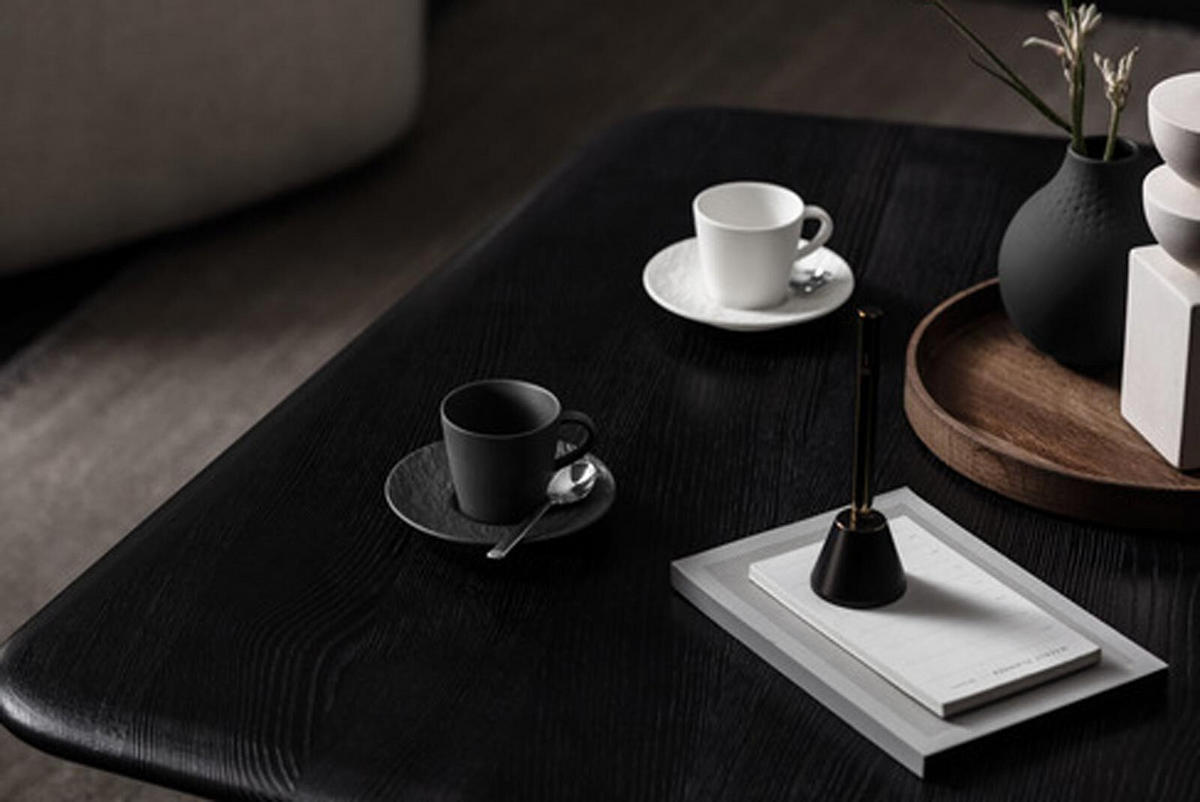 ESPRESSOTASSE MIT UNTERTASSE Manufacture Rock Glow schwarz 60 ml - Schwarz, Keramik (12.1/7.4/12.1cm) - Villeroy & Boch