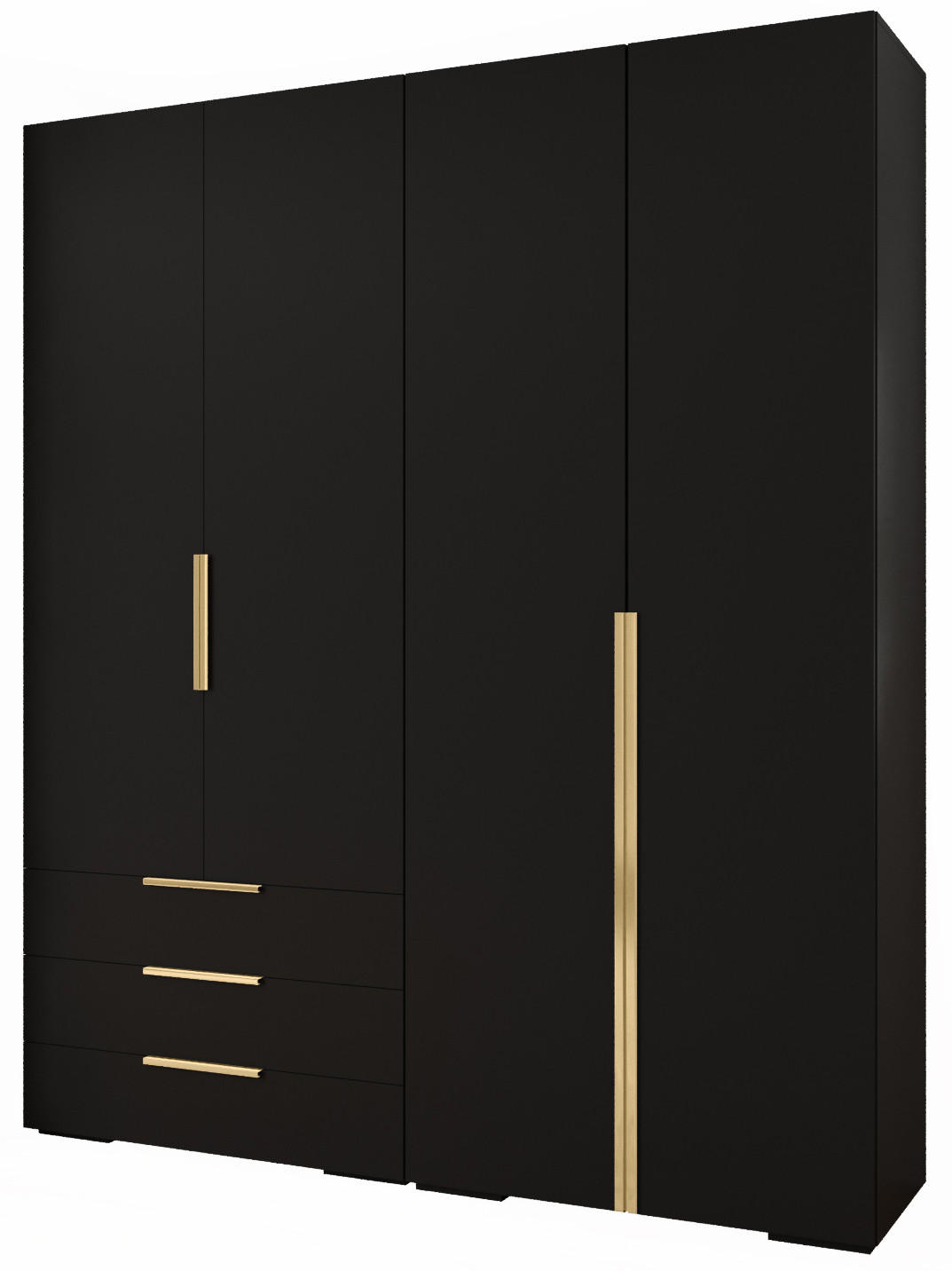 GARDEROBEN-SET 236,7/200/47 - Goldfarben/Schwarz, Holz/Kunststoff (200/236.7/47cm) - Abiks Möbel