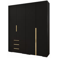 GARDEROBEN-SET 236,7/200/47 - Goldfarben/Schwarz, Holz/Kunststoff (200/236.7/47cm) - Abiks Möbel