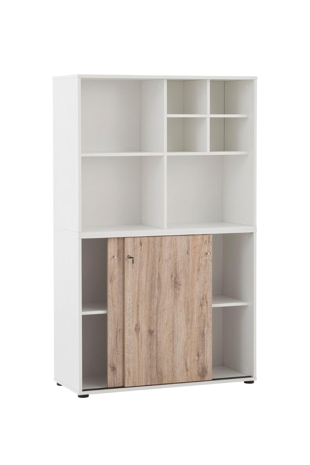 AKTENREGAL Pigeon Set AKTENSCHRANK & REGALKREUZ Breite 100 cm Weiß/Eiche - Weiß, Holz (100/166/41cm) - PROREGAL
