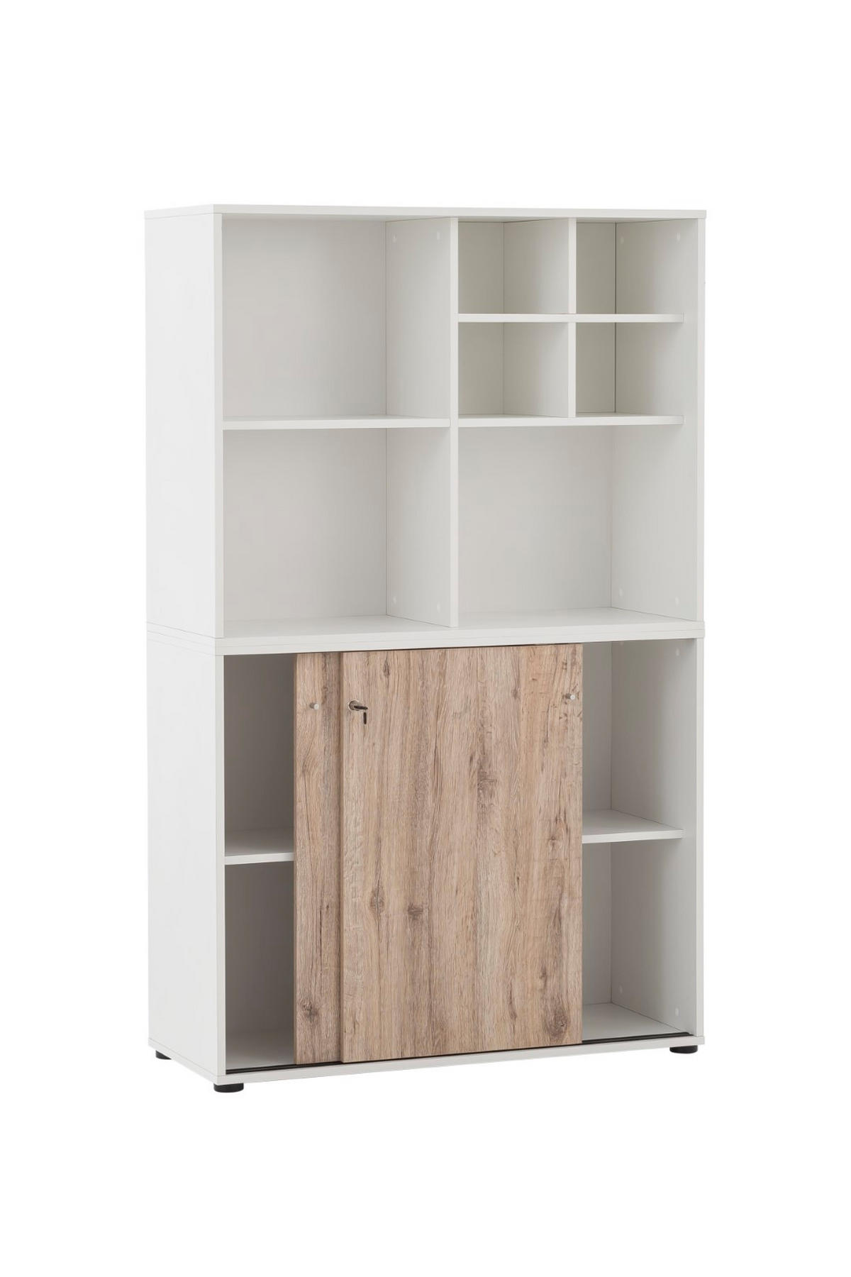 AKTENREGAL Pigeon Set AKTENSCHRANK & REGALKREUZ Breite 100 cm Weiß/Eiche - Weiß, Holz (100/166/41cm) - PROREGAL