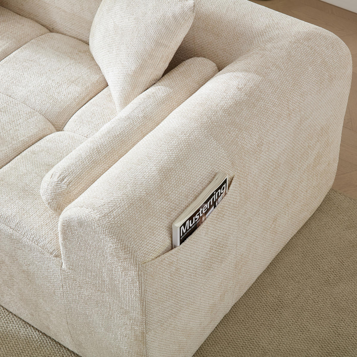 ECKSOFA Chenille 263 cm komprimiert, DE-42539, Beige - Beige, Textil (263/132.5cm) - ComfortXL