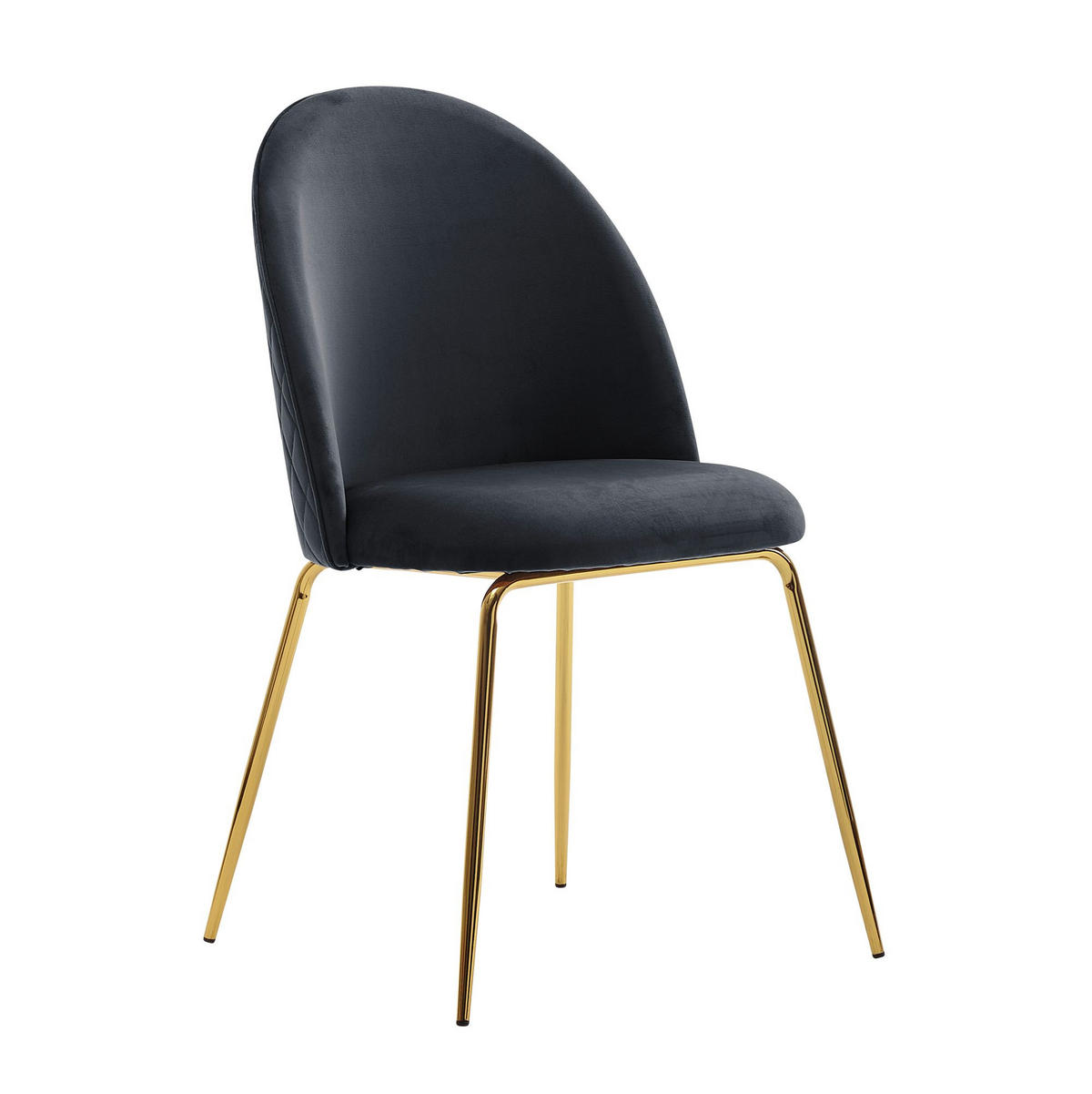 ESSZIMMERSTUHL 2er Set Samtbezug mit Metallgestell Schalenform Skandinavisch gepolstert, Schwarz 53x50x87 cm - Goldfarben/Schwarz, Textil/Metall (53/87/50cm) - KADIMA DESIGN