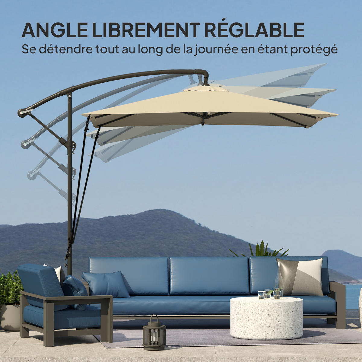 AMPELSCHIRM DE-11603 Kaki - Mokka, Metall (247/247cm) - ComfortXL
