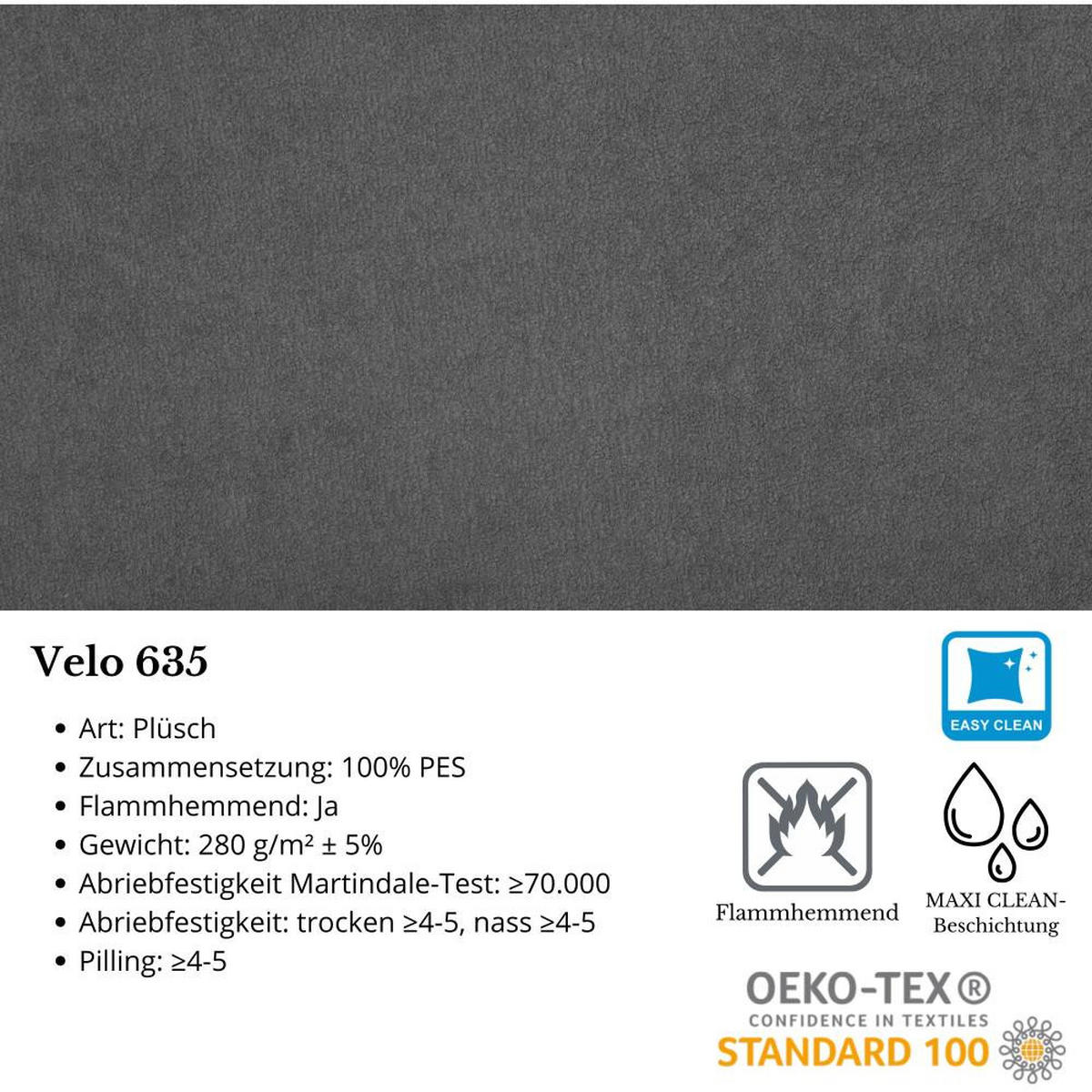 ECKSCHLAFSOFA Torre dunkelgrau velours links - Dunkelgrau, Textil (258/171cm) - Beautysofa
