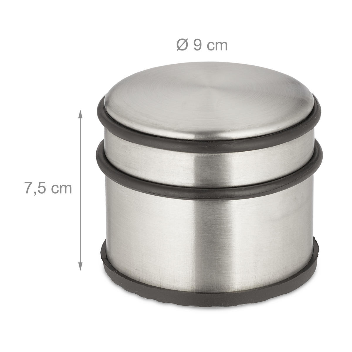 DÖRRSTOPP Silver Svart 2-pack rostfritt stål - Silverfärgad, Metall/Plast (9/9cm) - Relaxdays
