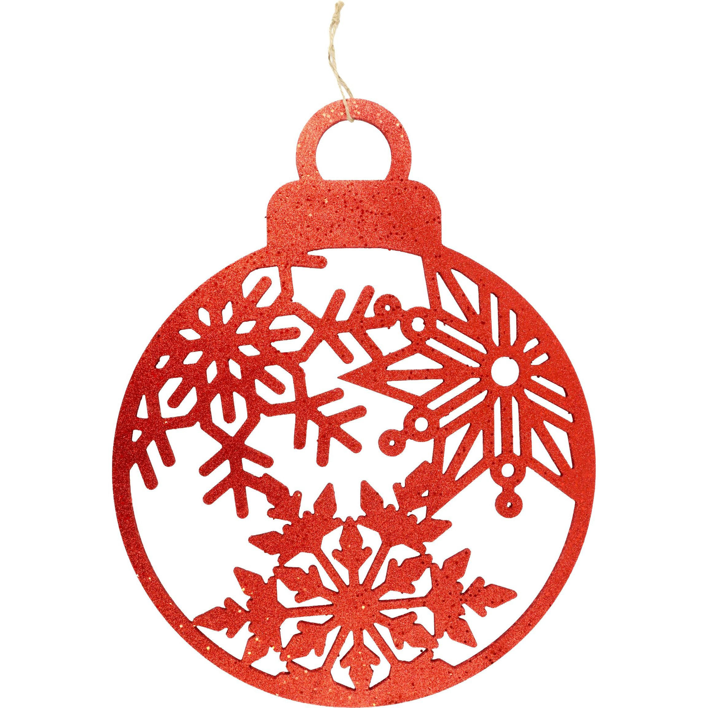 CHRISTBAUMKUGEL Gleam&glow 56/56/1 cm - Rot, Holz (56/1/56cm) - FURNARO