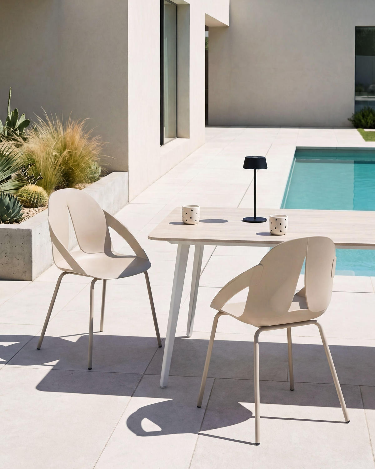 GARTENSTUHL 2er Set Beige Bolgheri - Beige, Kunststoff (49/83/49cm) - Beliani