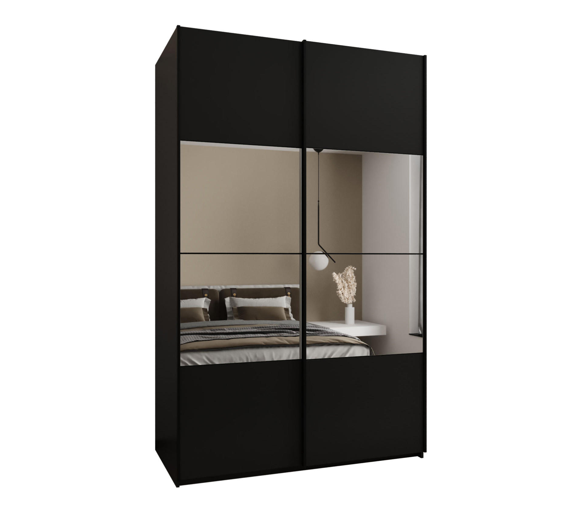 SCHWEBETÜRENSCHRANK 245,5/160/64 2-türig - Schwarz, Holz/Metall (160/245/64cm) - Abiks Möbel