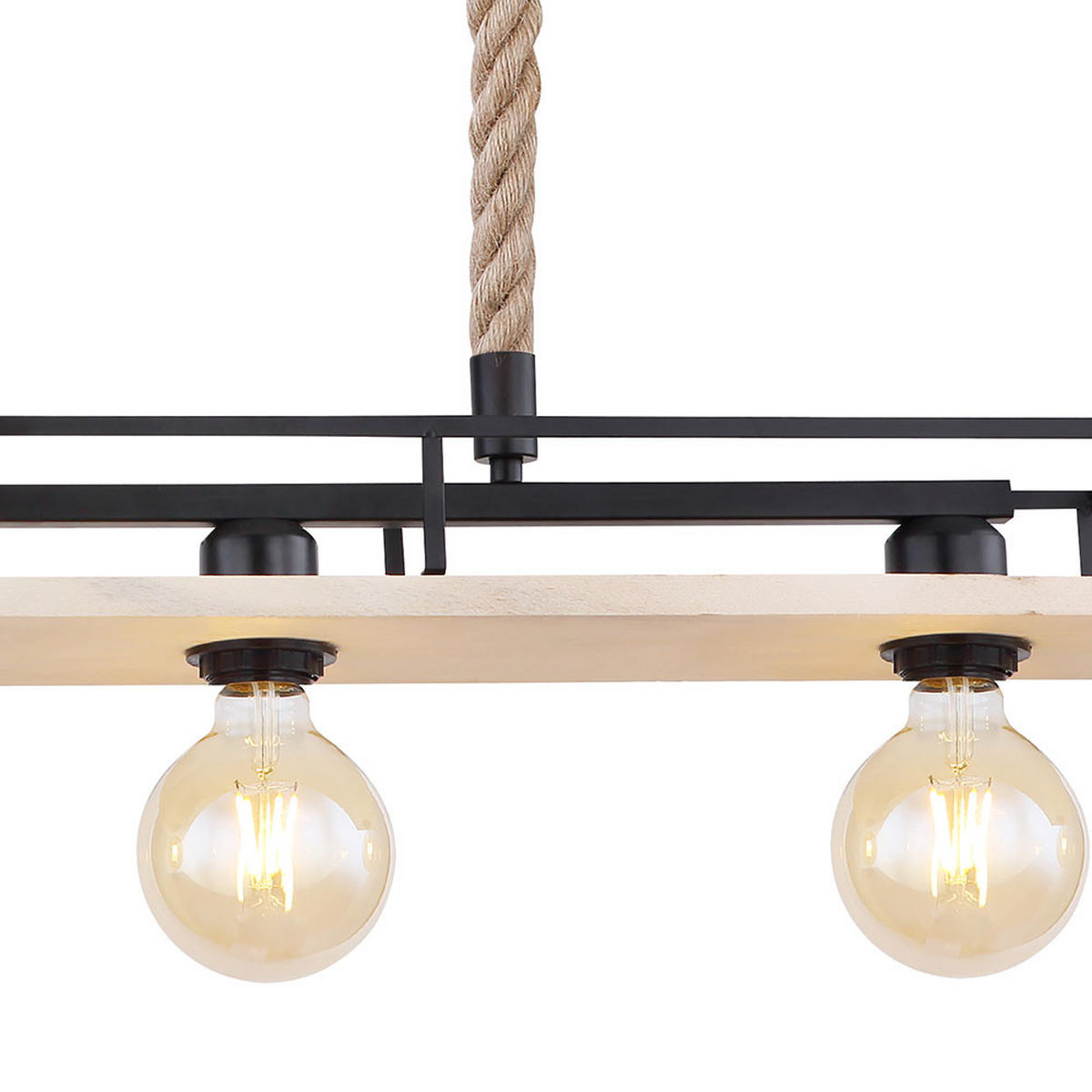 HÄNGELEUCHTE LED Holz/Metall braun/schwarz, 4-flg., 95 cm - Braun, Holz (95/15/120cm) - Globo Lighting