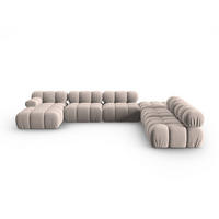 MODULARES-PANORAMASOFA rechts Bellis aus Samt beige 7 Sitzplätze - Beige, Textil (282/63/379cm) - Micadoni