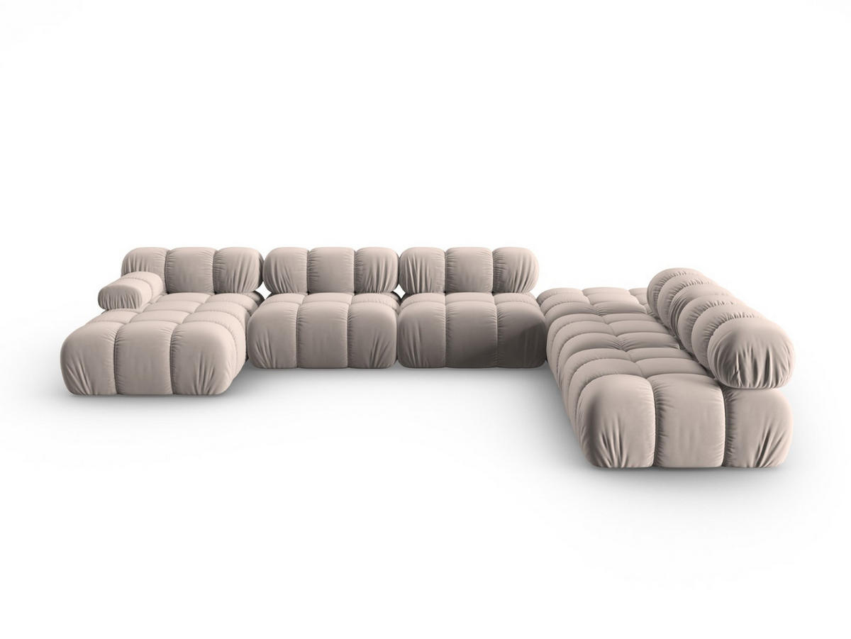 MODULARES-PANORAMASOFA rechts Bellis aus Samt beige 7 Sitzplätze - Beige, Textil (282/63/379cm) - Micadoni