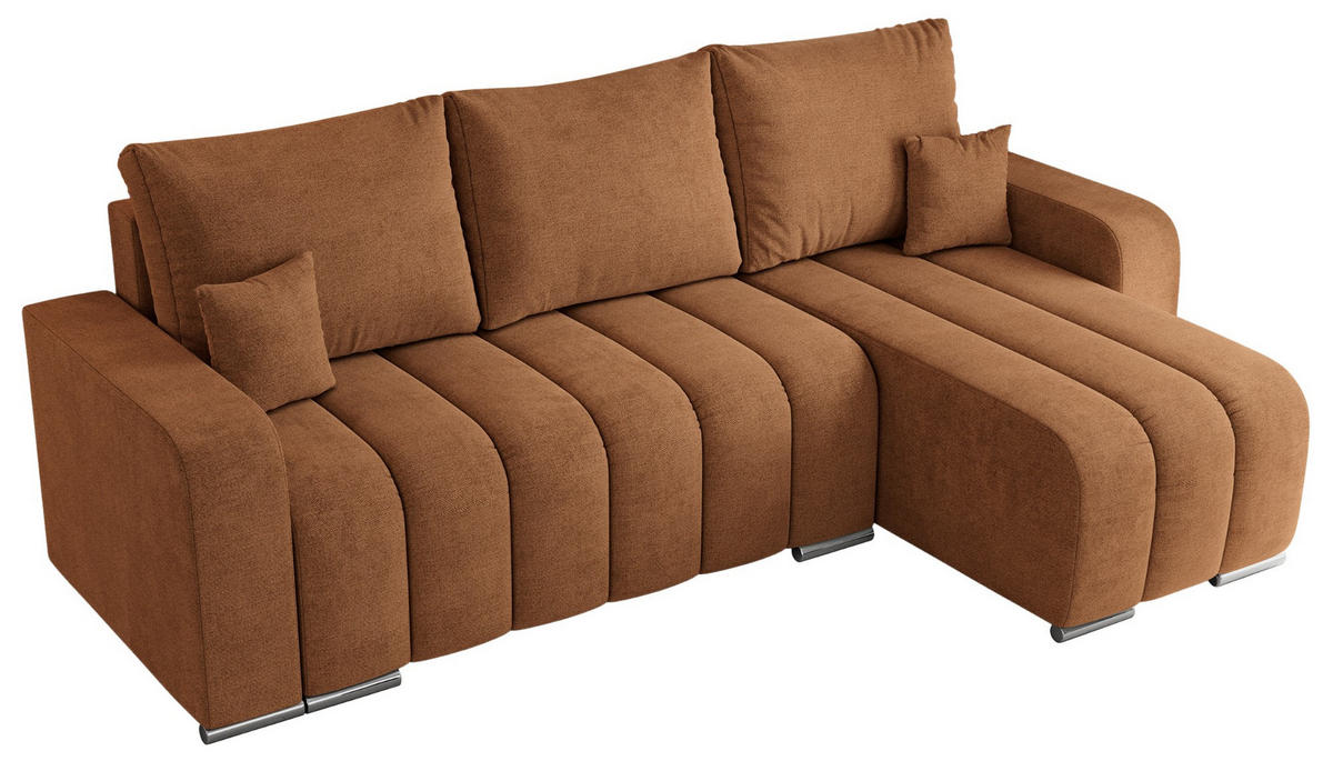 ECKSOFA KIRASSO L Orange Stukture - Orange/Grau, Textil (245/147cm) - MKS