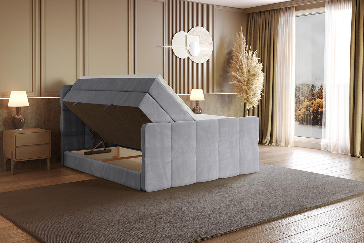 BOXSPRINGBETT mit Matratze und Lattenrost - LIRO-Z KING-140x200 - Grau Monolith - Grau, Holzwerkstoff (140/200cm) - ALTDECOR