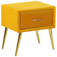 NACHTTISCH Samtstoff gelb/gold 1 Schublade 38/46/49 cm Flayat - Gelb/Goldfarben, Textil (46/49/38cm) - Beliani
