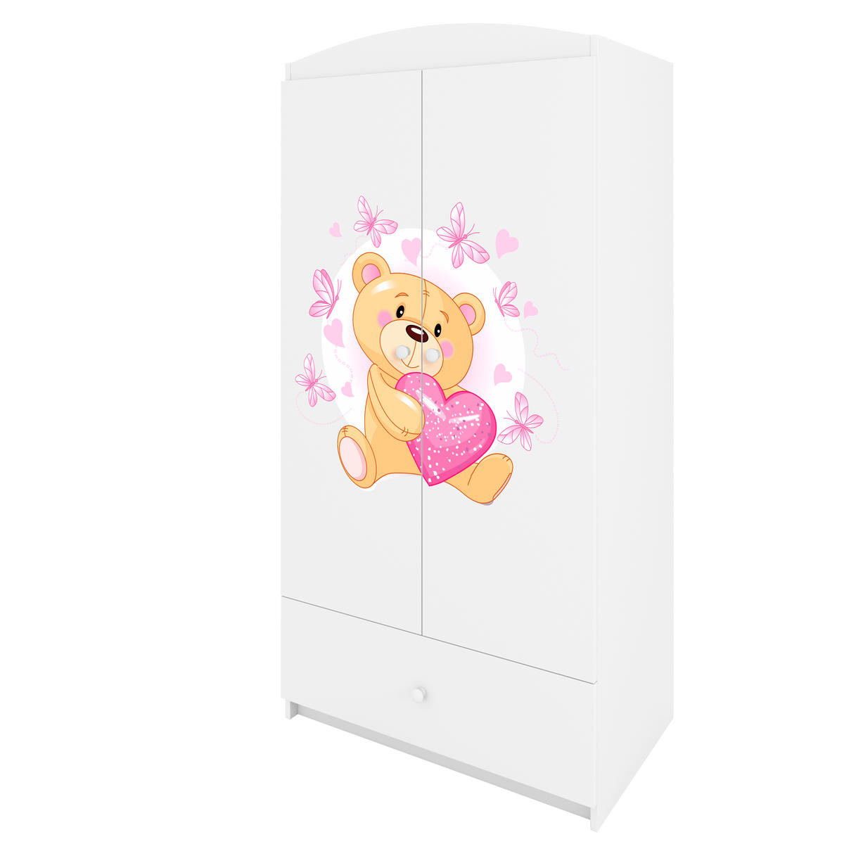 KINDERKLEIDERSCHRANK Teddybär I - Weiß, Holzwerkstoff (90/175/52cm) - RAUMHIRSCH FURNITURE
