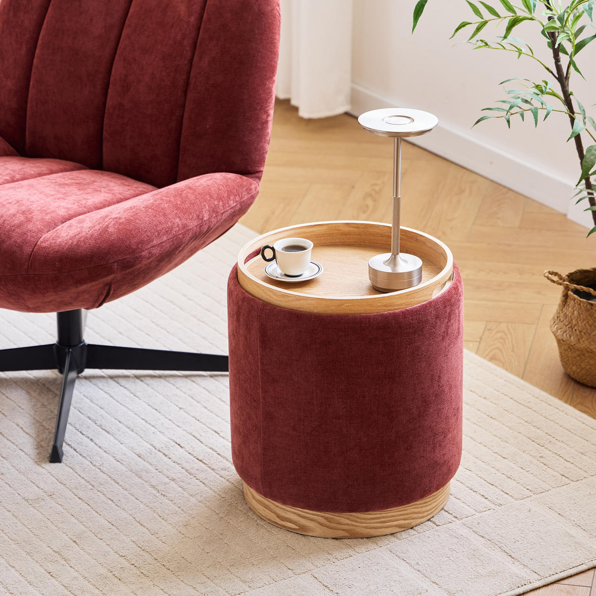 POUF Stoff Terracotta - Rot, Textil (40/44/40cm) - Nordlys