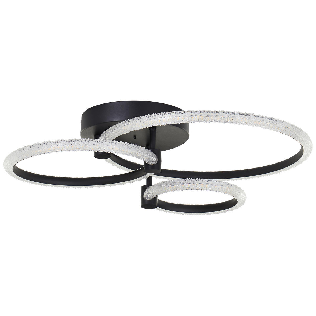 LED DECKENLEUCHTE Aydin Schwarz matt/Transparent 42/56,5/15,5 cm - Multicolor, Kunststoff (42/56.5/15.5cm) - Brilliant