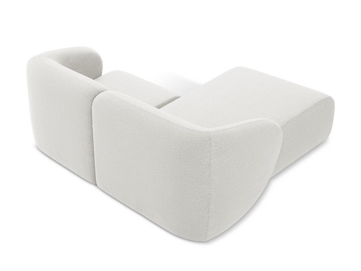 ECKSOFA Links Bouclé Stoff Weiß - Schwarz/Weiß, Holzwerkstoff/Kunststoff (178/166cm) - Makamii