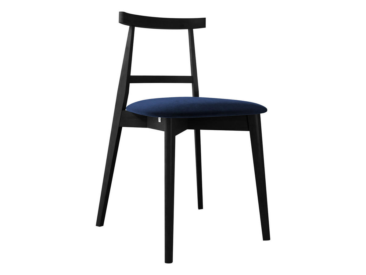 WOHNZIMMER STUHL KT71, Holzfarbe: Schwarz - Blau/Schwarz, Holz/Textil (48/75/54cm) - MIRJAN24