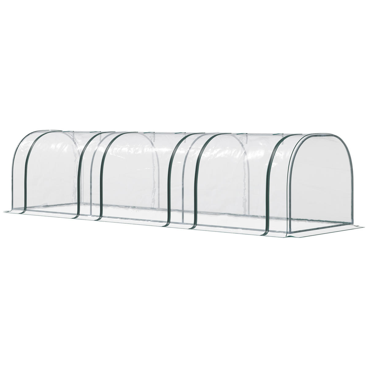 GEWÄCHSHAUS DE-05733 Treibhaus mit Tür, Frühbeet Transparent/Grün - Transparent, Kunststoff/Metall (100/80/350cm) - ComfortXL