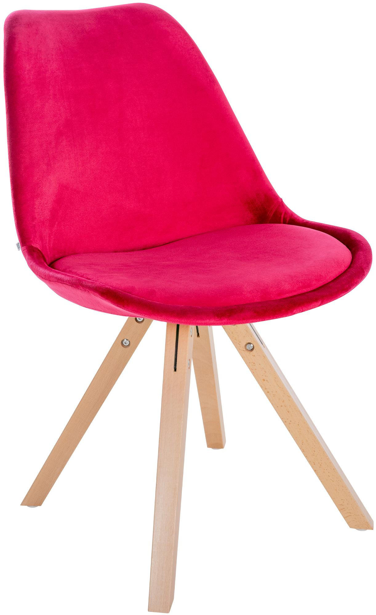 STUHL Samt rot - Rot/Naturfarben, Holz/Textil (48/81/54cm) - CLP
