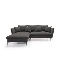 ECKSOFA GLOSS mit Schlaffunktion, Ottomane & goldenen Füßen – Samtsofa im GLOSSour-Stil mit Zierkissen, 258x167x91cm, Linke, SCHWARZ - Schwarz, Holz/Textil (167/258cm) - DomoHome