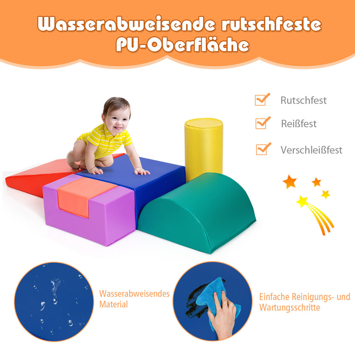 SCHAUMSTOFFBLOCK Farbig (5-teilig) - Multicolor, Kunststoff (40/20/40cm) - COSTWAY