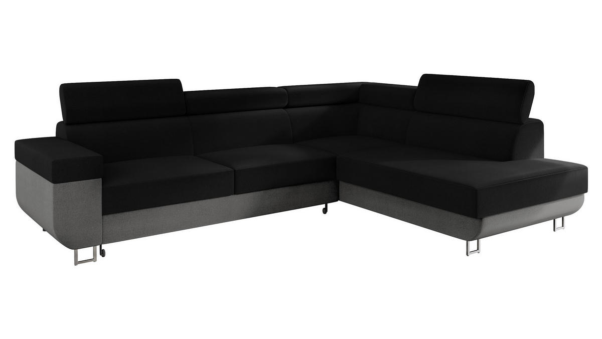 ECKSOFA Fonti, Seite: Rechts - Schwarz, Holz/Textil (253/188cm) - MIRJAN24