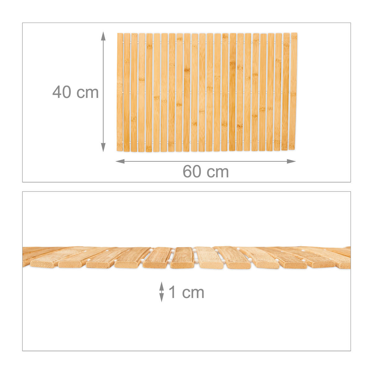 BAMBUS-BADVORLEGER - Hellbraun, Holz/Kunststoff (60/40cm) - Relaxdays