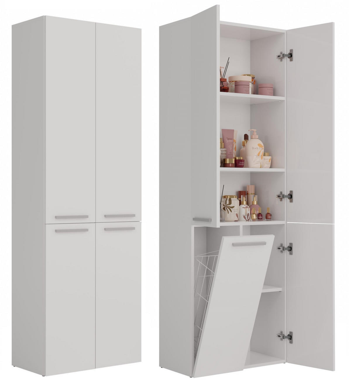 BAD Hochschrank Benni - Weiß, Holzwerkstoff (60/174/30cm) - kommodly