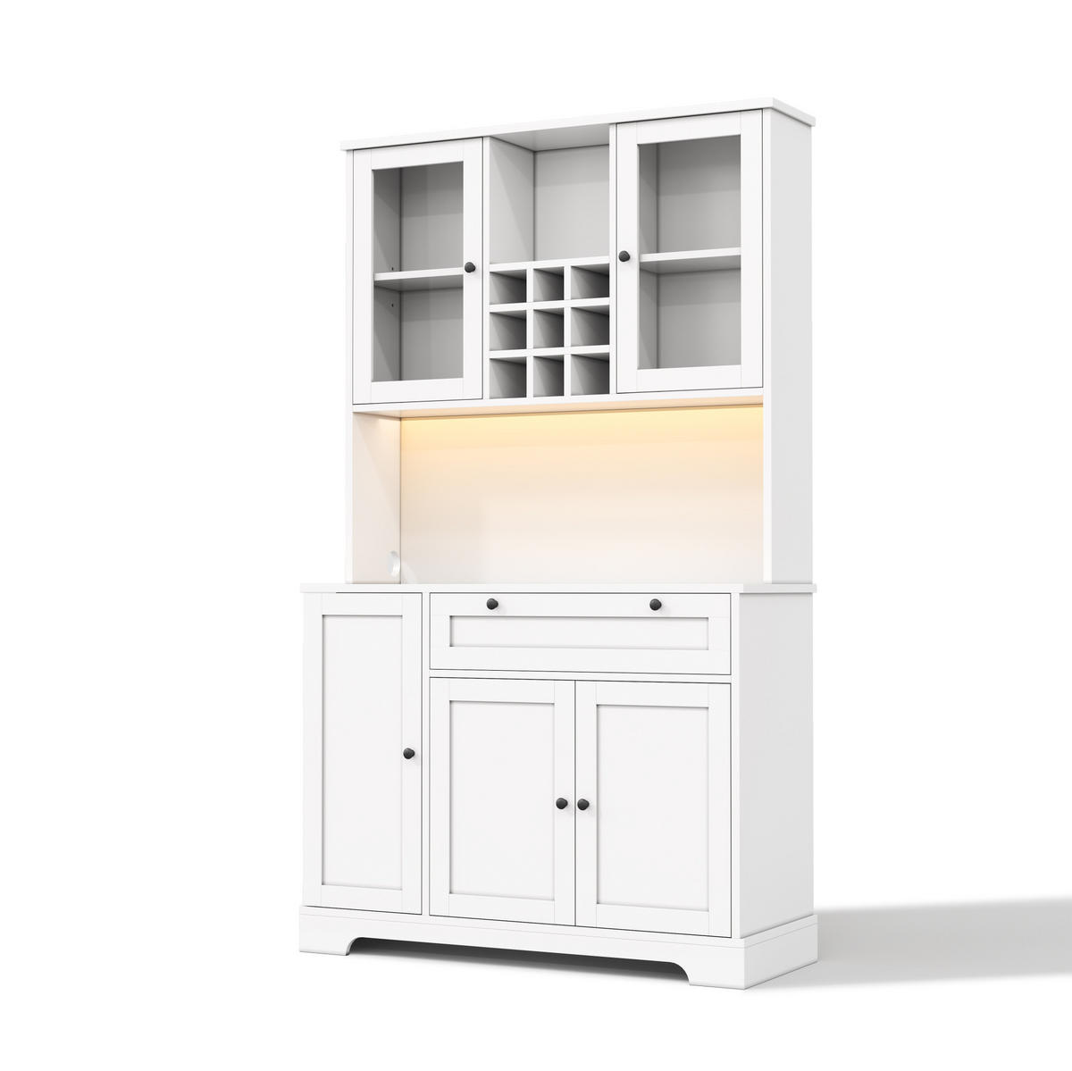 BUFFET 105/40/180 cm in Weiß mit LED-Beleuchtung und Steckdosenleiste - Weiß, Holzwerkstoff (105/180/40cm) - Flora Grace