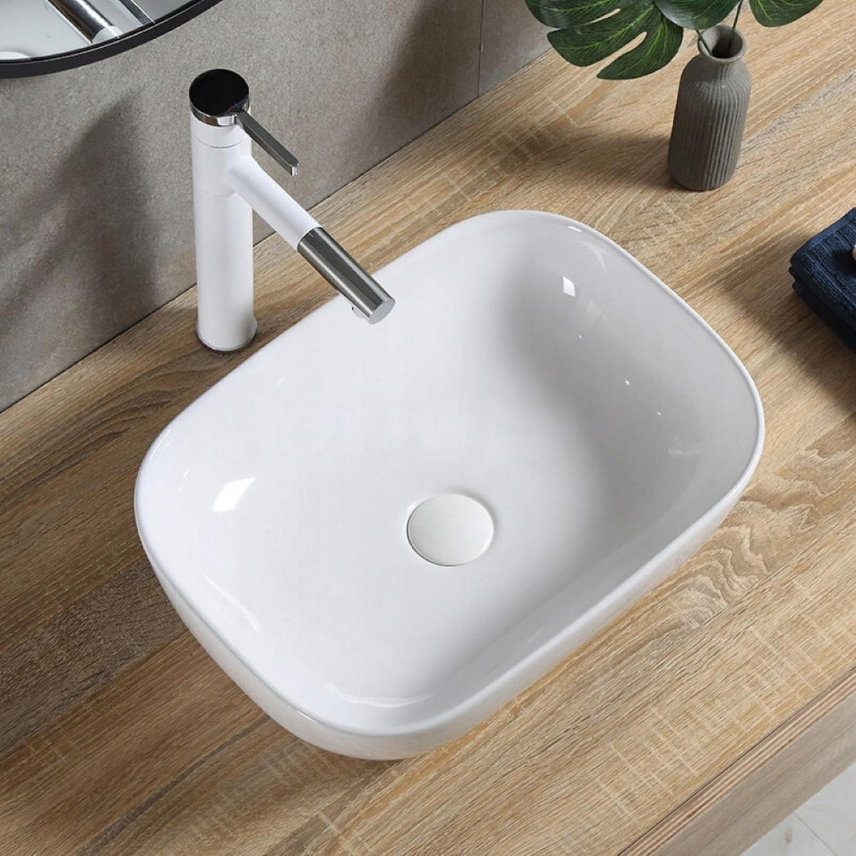 WASCHBECKEN, weiß 46/33/14 cm - Weiß, Keramik (46/14/33cm) - Rebiko