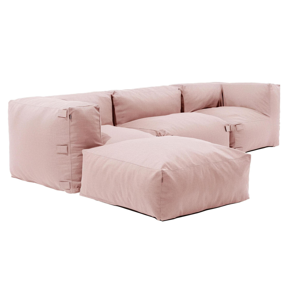 GARTENSOFA mit 4 Sitzplätzen, Puderrosa - Pink, Textil (85/65/255cm) - Oviala