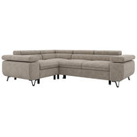 ECKSOFA FALCO L - Greige Stukture - Links Seite - Greige/Schwarz, Textil/Metall (197/268cm) - MKS