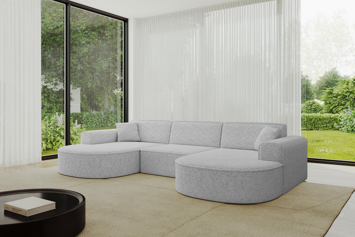 WOHNLANDSCHAFT MARI-U1 - 303x171x79 cm Grau Tissu - Schwarz/Grau, Holzwerkstoff/Kunststoff (303/79/171cm) - ALTDECOR