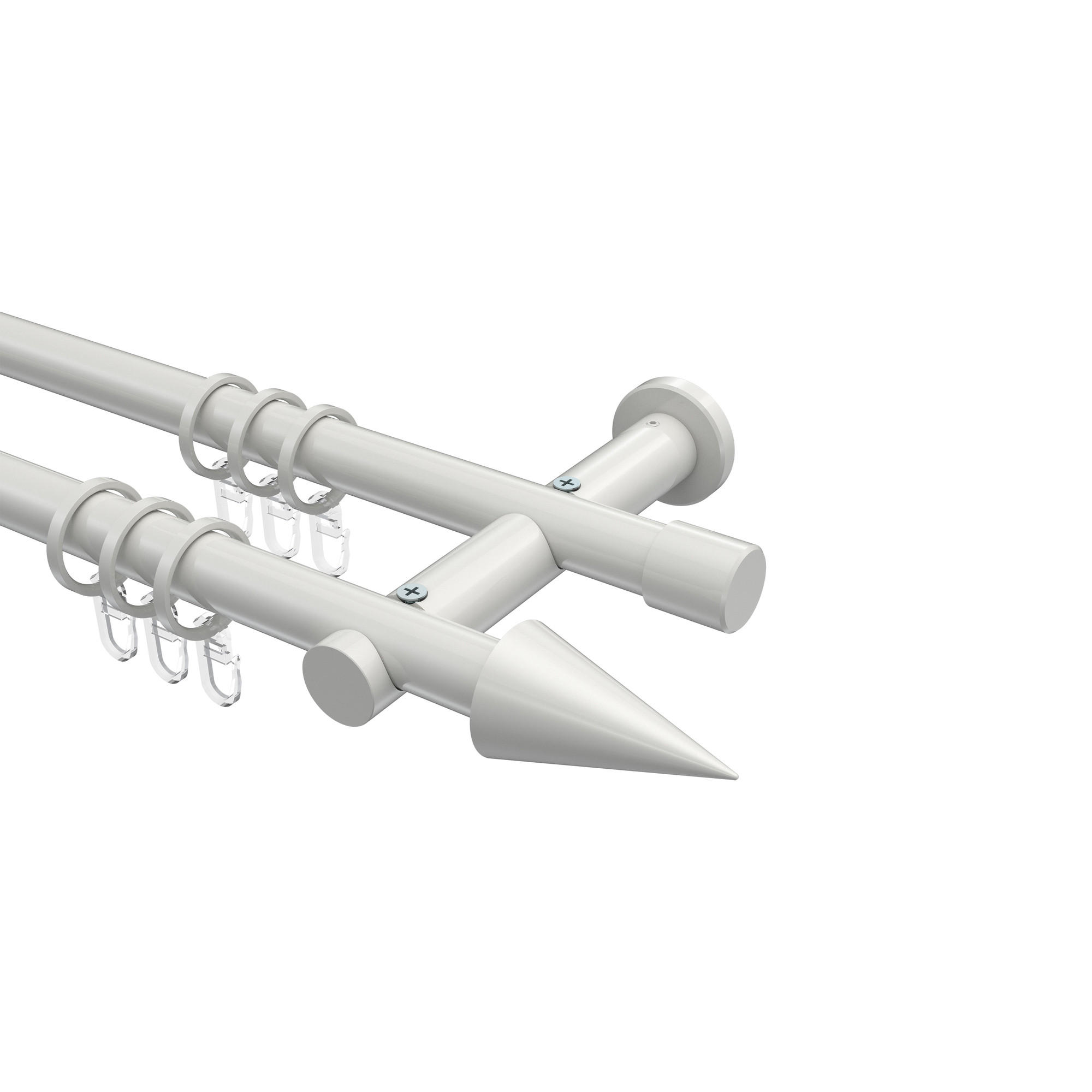GARDINENSTANGEN-SET Platon Savio 180 cm, 2-läufig, 20 mm Ø Weiß - Weiß, Metall (180cm) - INTERDECO