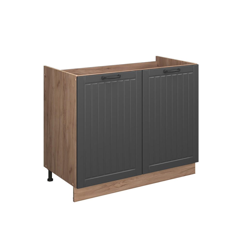 DISKBÄNKSSKÅP Fame-Line, Mörkgrå/Goldkraft ek, 100 cm utan bänkskiva Mörkgrå, Honungsek 82/100/51.6 cm