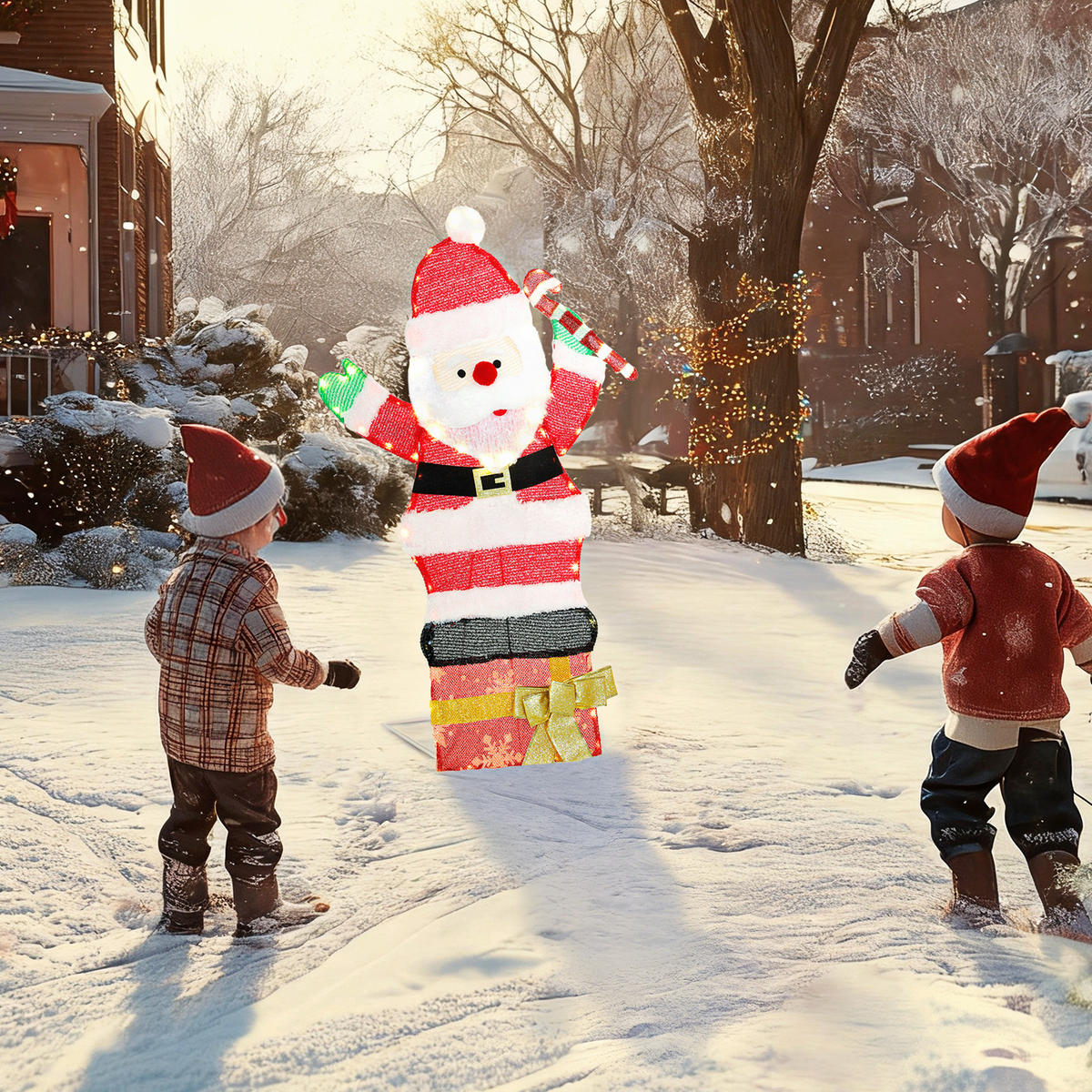 97ER LED Weihnachtsdeko, Weihnachten Weihnachtsmann Weihnachtsbeleuchtung - Multicolor, Textil (30/93/52cm) - Outsunny