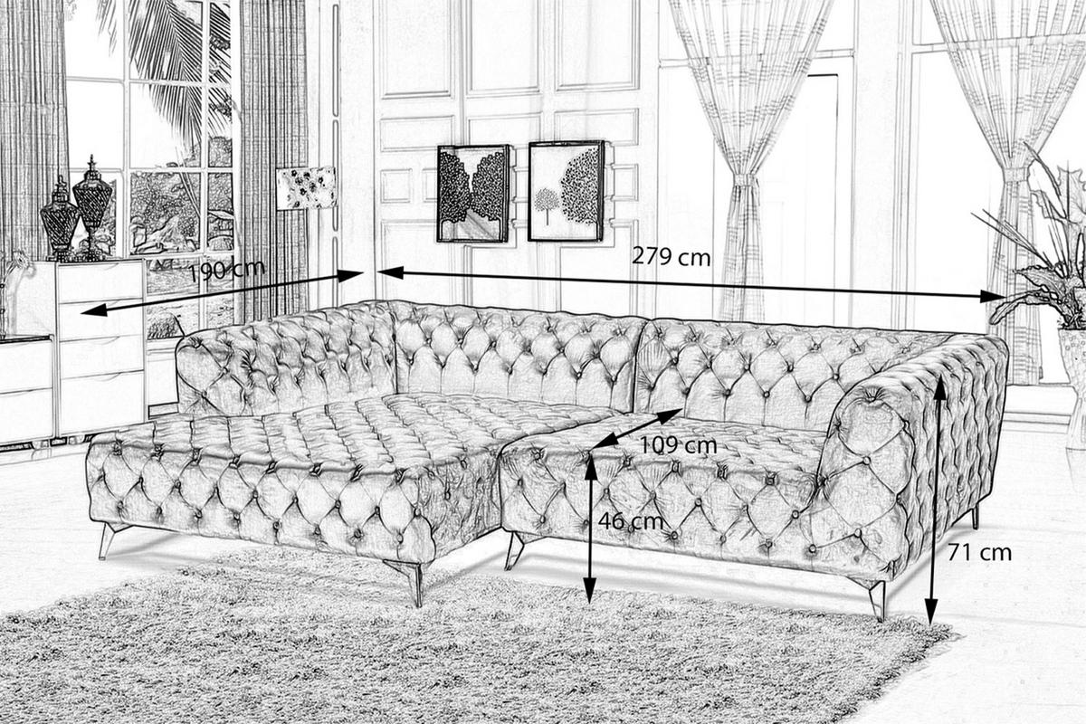 ECKSOFA NARLA Silber Velvet - Silberfarben, Textil (279/190cm) - KAWOLA