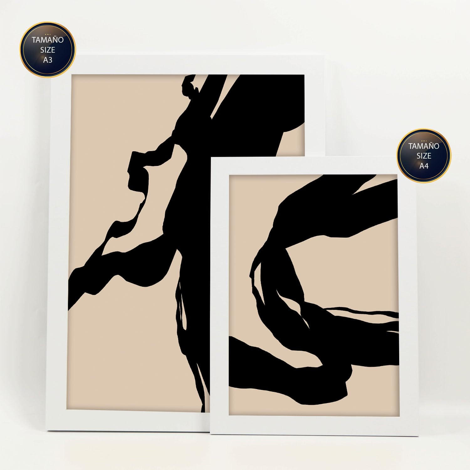 POSTER Set Mit 6 Zusammenfassungen In Form Ästhetische Dekorative Gemälde Für Ihr Wohnzimmer, Schlafzimmer Oder Zuhause A3 & A4 Weißer Rahmen - Weiß, Papier (29/3cm) - Nacnic