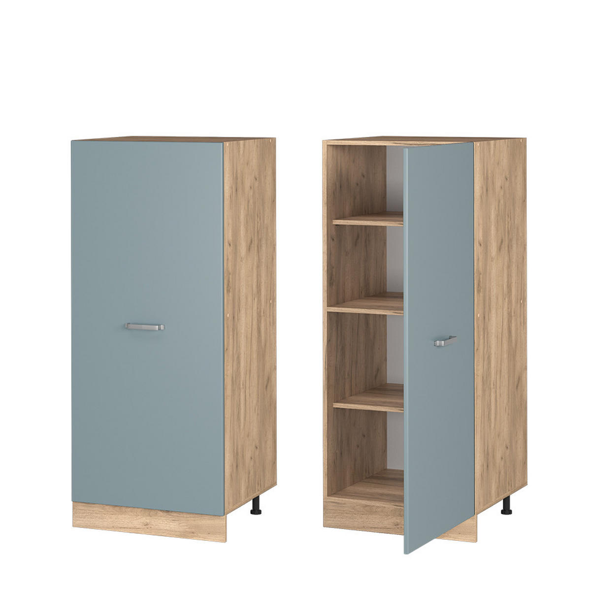 HOCHSCHRANK R-Line Blau-Grau 60 cm - Honigeiche/Eiche Wotan, Holzwerkstoff (60/143/57cm) - Vicco