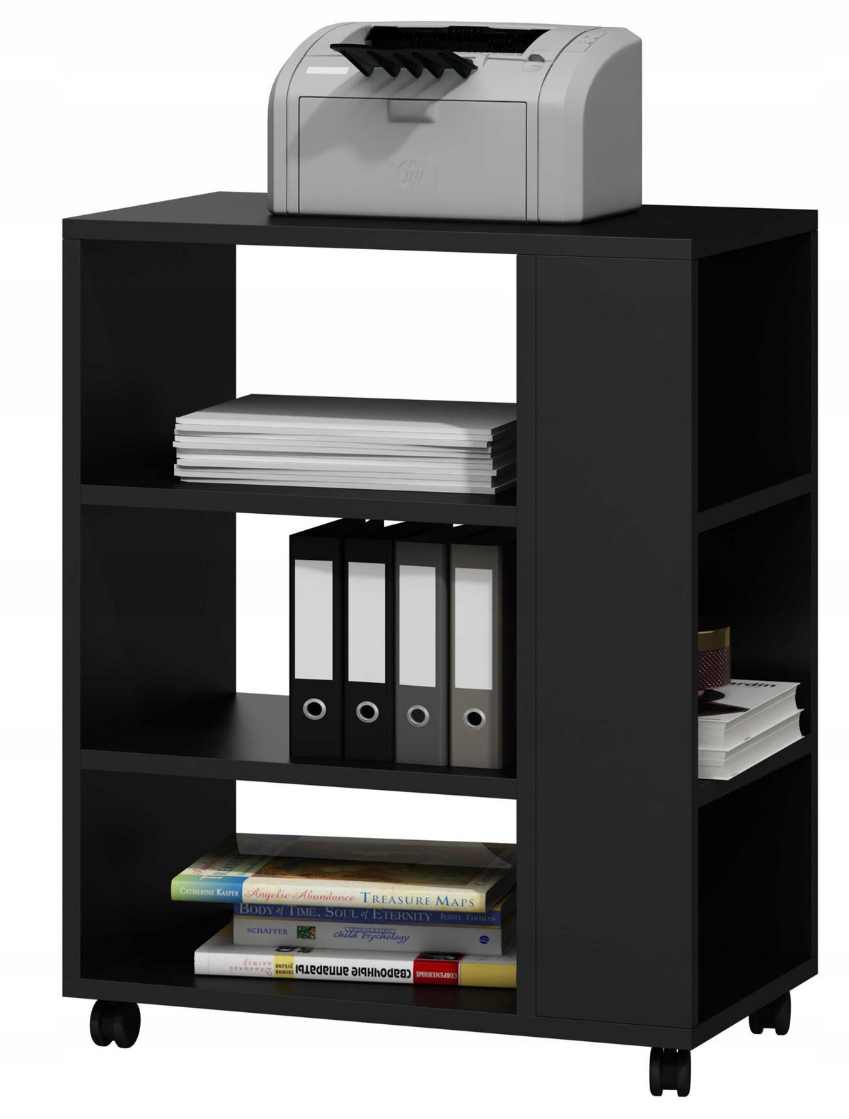 DRUCKERTISCH Schwarz 60/40/74 cm mit Rollen - Schwarz, Holzwerkstoff (60/74/40cm) - Matkam Möbel