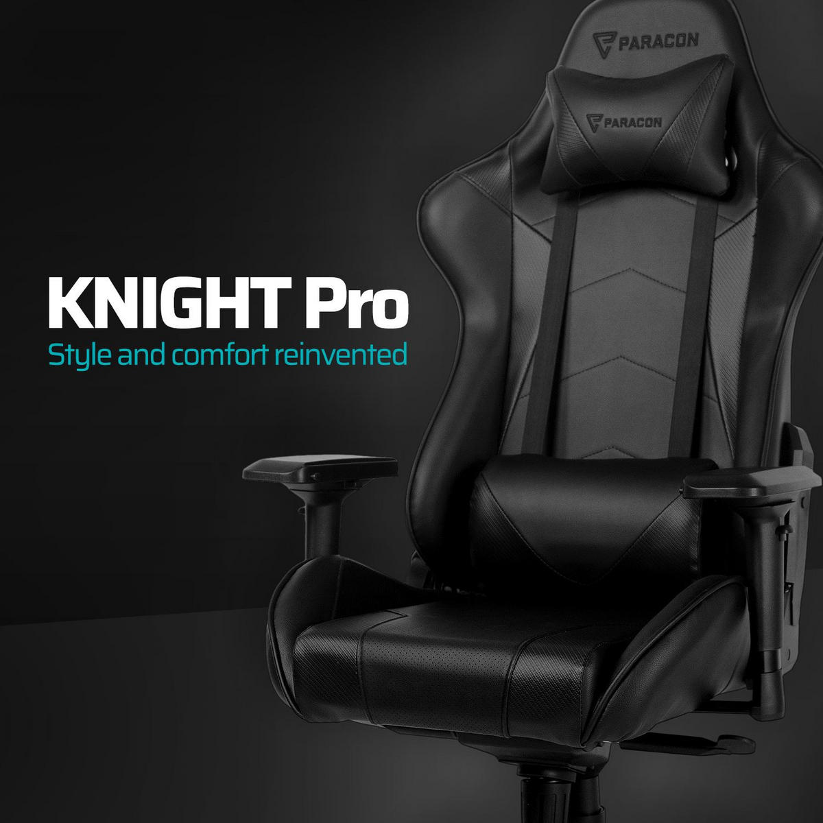 GAMING-STUHL Paracon Knight Kunstleder Schwarz - Schwarz, Leder/Textil (69/130/56cm) - ebuy24