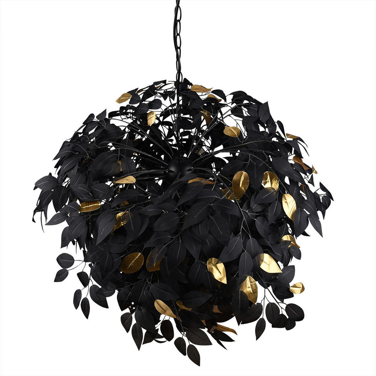 HÄNGELEUCHTE Blätter Schwarz Gold - Schwarz, Metall (70/70/150cm)