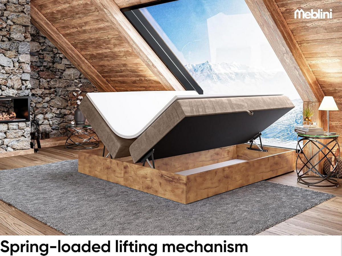 BOXSPRINGBETT LOFTY BOX - Braun, Holzwerkstoff (200/220cm) - Meblini