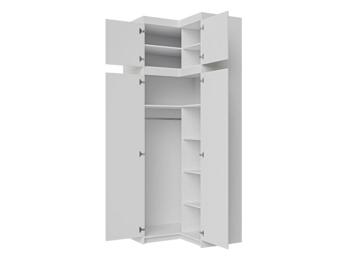 ECKKLEIDERSCHRANK Elena 2D + Schrankaufsatz - Eichefarben/Schwarz, Holzwerkstoff/Kunststoff (98/246/98cm) - MIRJAN24