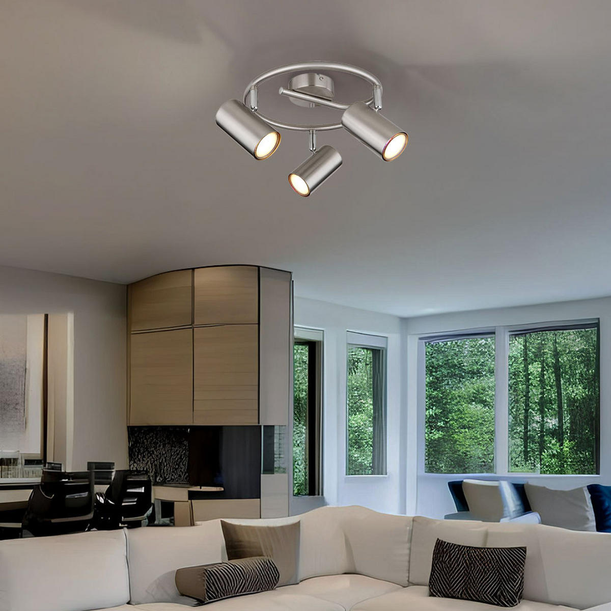 LED DECKENLEUCHTE Metall Chrom Silber - Silberfarben, Metall (25/25/13.5cm) - Globo Lighting