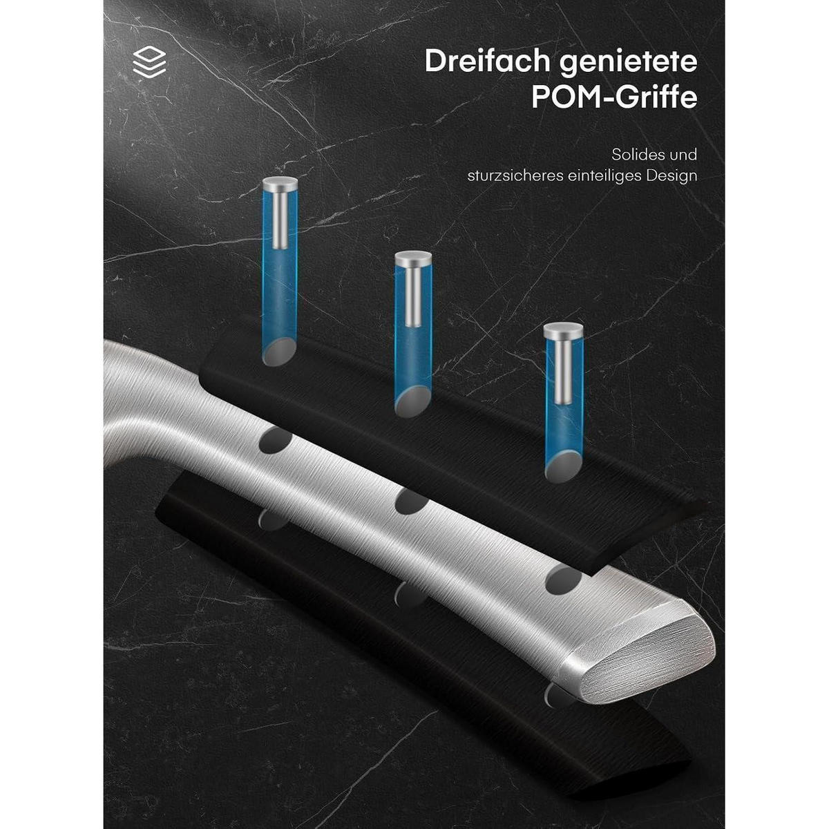 MESSERBLOCK Set 6-teilig Edelstahl Schwarz - Schwarz, Metall