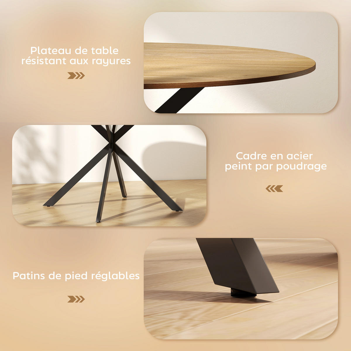 ESSTISCH Runder DE-16506 Eiche - Eichefarben, Holzwerkstoff (120/120/75cm) - ComfortXL